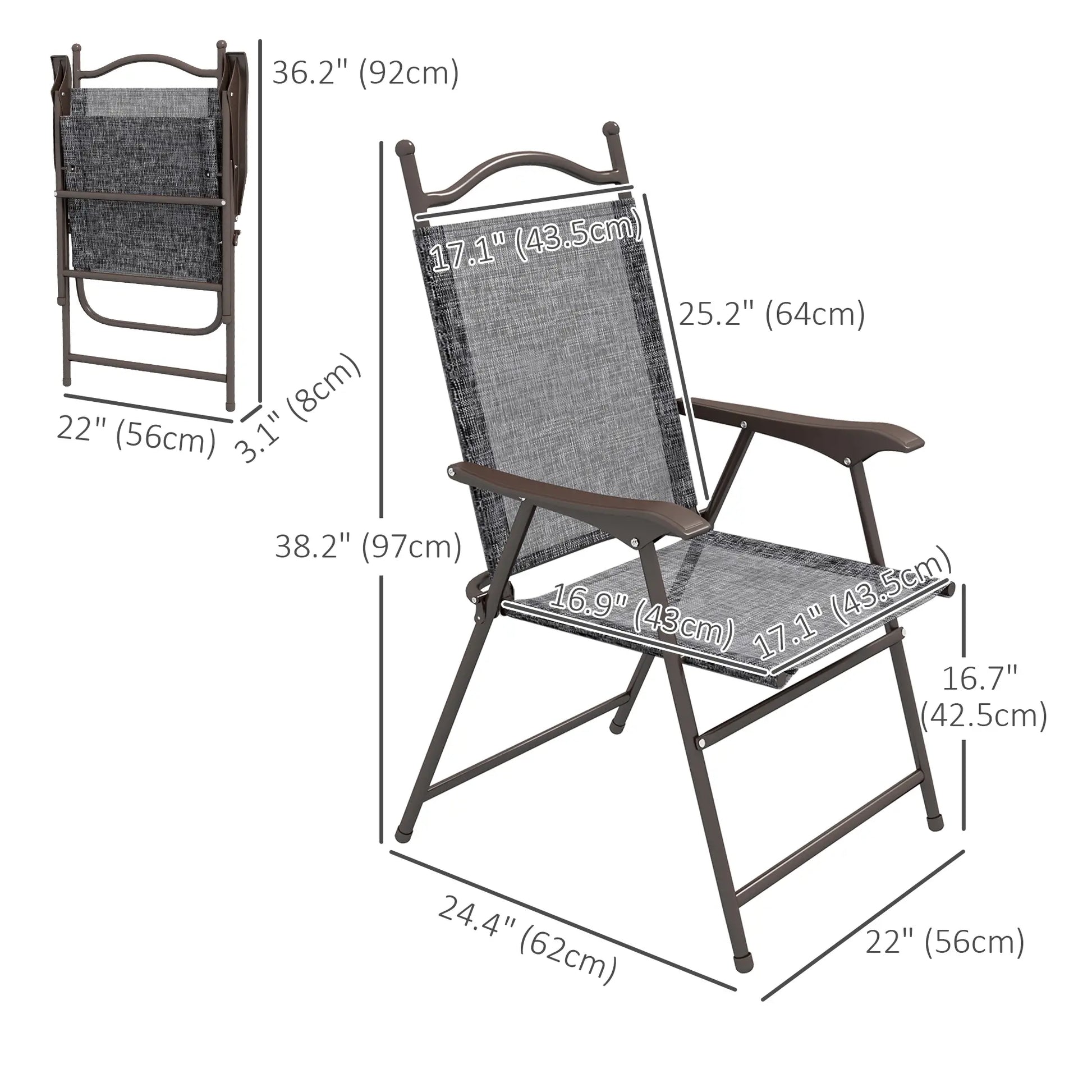2 Folding Camping Chairs, Mesh Fabric Seat, Armrest, Lawn Sports Chairs Patio Chairs at Gallery Canada