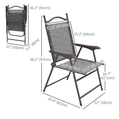 2 Folding Camping Chairs, Mesh Fabric Seat, Armrest, Lawn Sports Chairs Patio Chairs at Gallery Canada