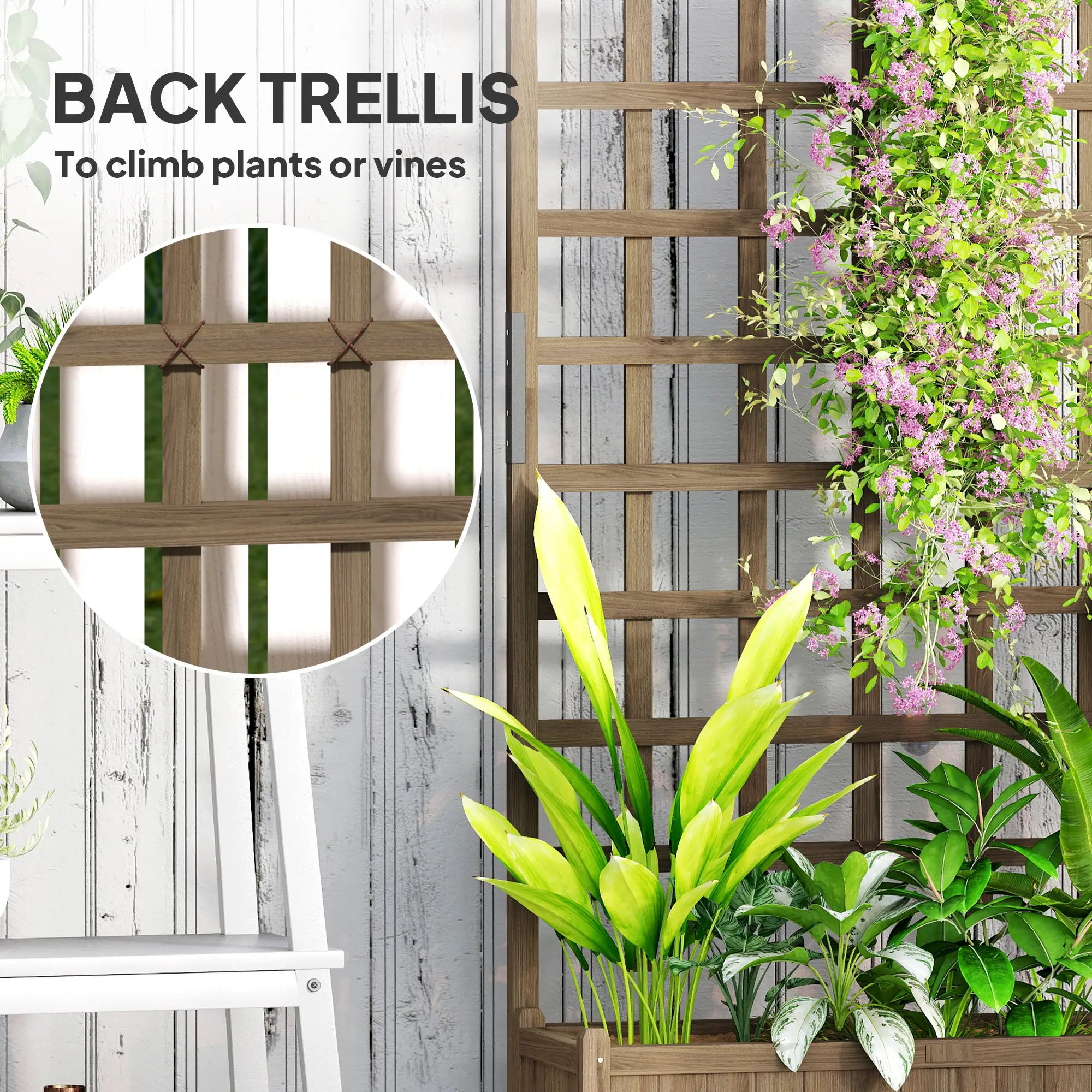 Wooden Planter With Trellis, Raised Garden Bed With Wheels, Brown Wooden Planter Boxes at Gallery Canada