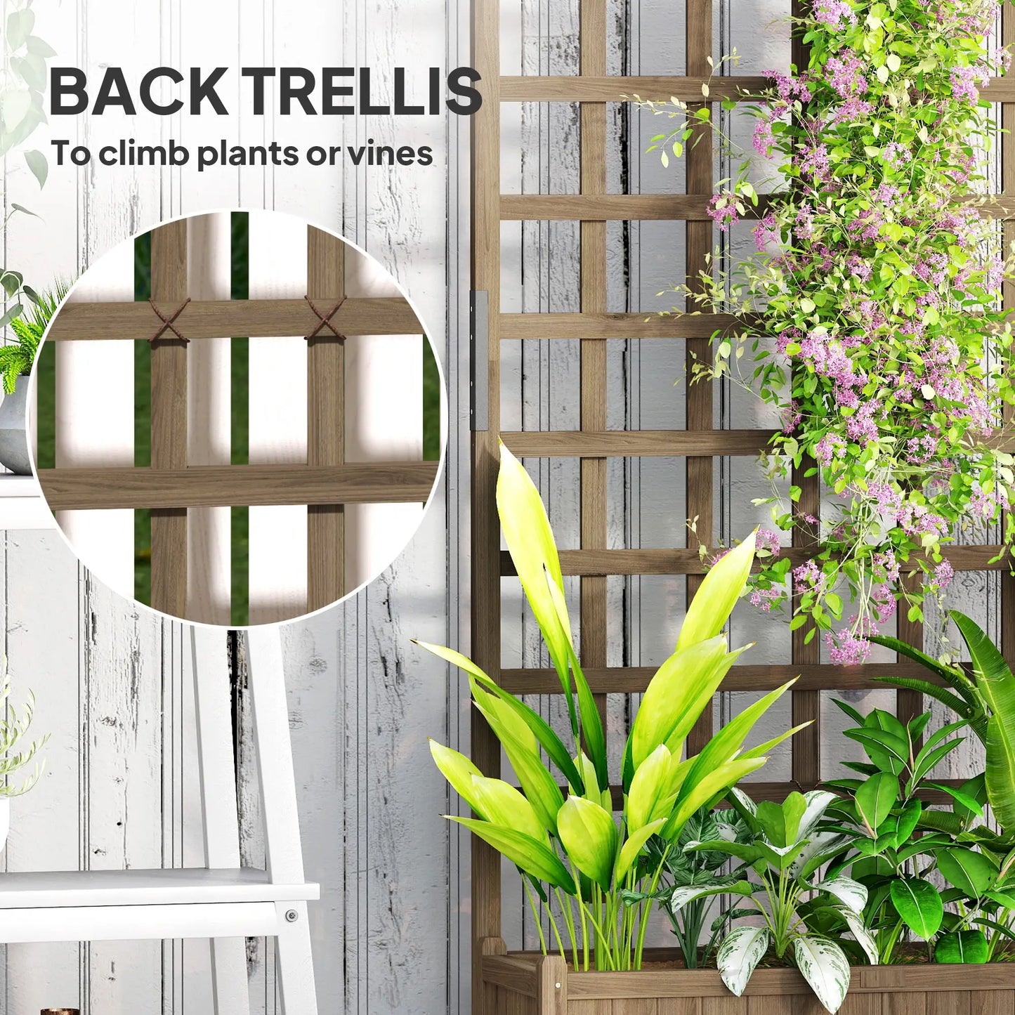 Wooden Planter With Trellis, Raised Garden Bed With Wheels, Brown Wooden Planter Boxes at Gallery Canada