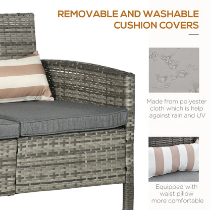 3-Seater Wicker Sofa, PE Rattan Outdoor Couch, Removable Cushions, Grey Patio Furniture Sets at Gallery Canada