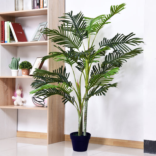 5FT Artificial Palm Tree, Fake Tropical Tree with Lifelike Leaves, Faux Plant in Pot for Indoor and Outdoor Decoration, Green - Gallery Canada