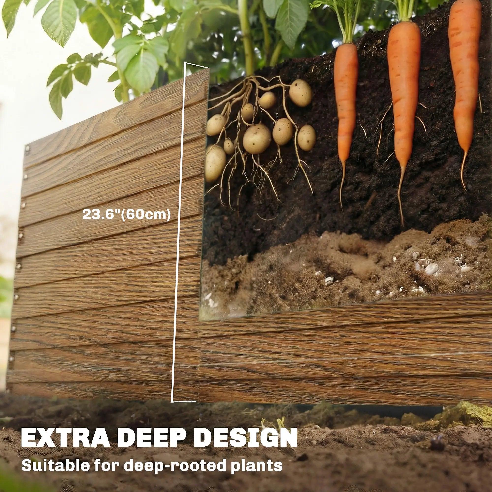 8' x 4' x 2' Raised Garden Bed, Galvanized Planter Box, Dark Brown Wood Effect, Dark Brown Galvanized Planter Boxes at Gallery Canada