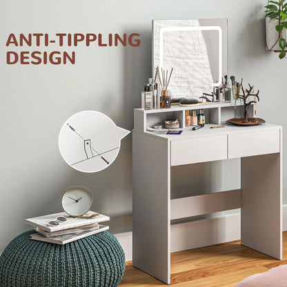 Makeup Vanity Desk with Mirror, LED Lights, Drawers, White Dressing & Vanity Tables at Gallery Canada