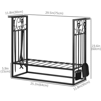 Heavy Duty Firewood Log Rack, Vintage Design, Black Firewood Racks at Gallery Canada