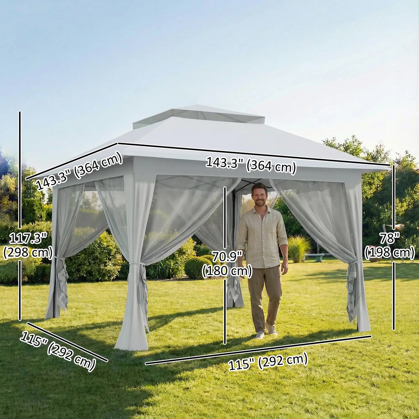 12' x 12' Foldable Pop-Up Party Tent, Steel Frame, Light Grey Pop Up Canopies at Gallery Canada