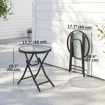 Round Patio Table 18", Folding Coffee Table With Glass Top, no color Patio Side Tables at Gallery Canada