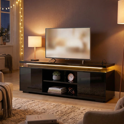 TV Stand For TVs Up To 60 Inch, Modern Entertainment Center With LED Lights, LED Lights TV Stands at Gallery Canada