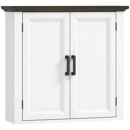 Farmhouse Medicine Cabinet, Wall Mounted, 2 Doors, Adjustable Shelf, White Wall Mounted Cabinets Distressed White, Distressed Brown at Gallery Canada