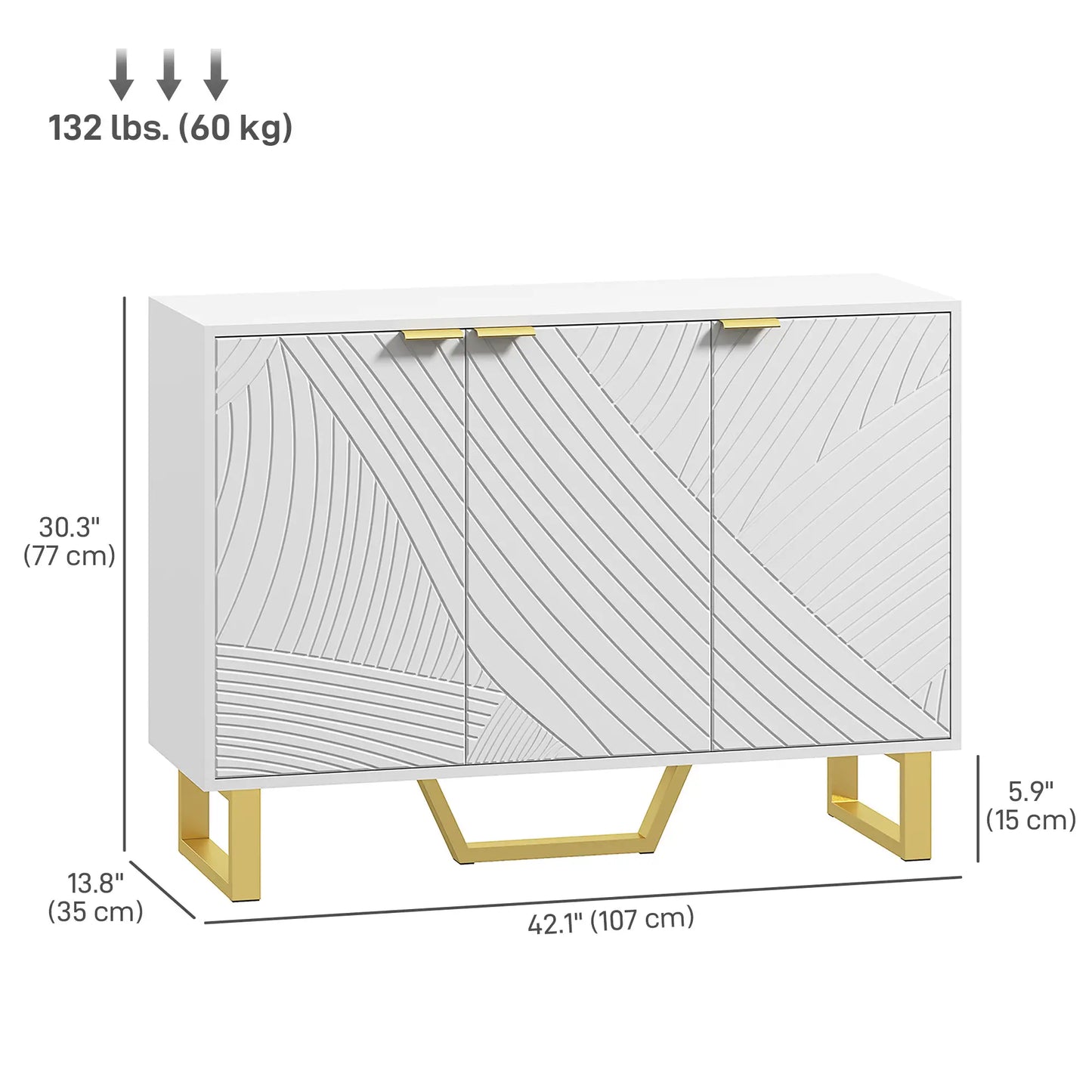 Sideboard Buffet Cabinet, Adjustable Shelves, TV Cabinet for 50 Inch, White Storage Cabinets at Gallery Canada