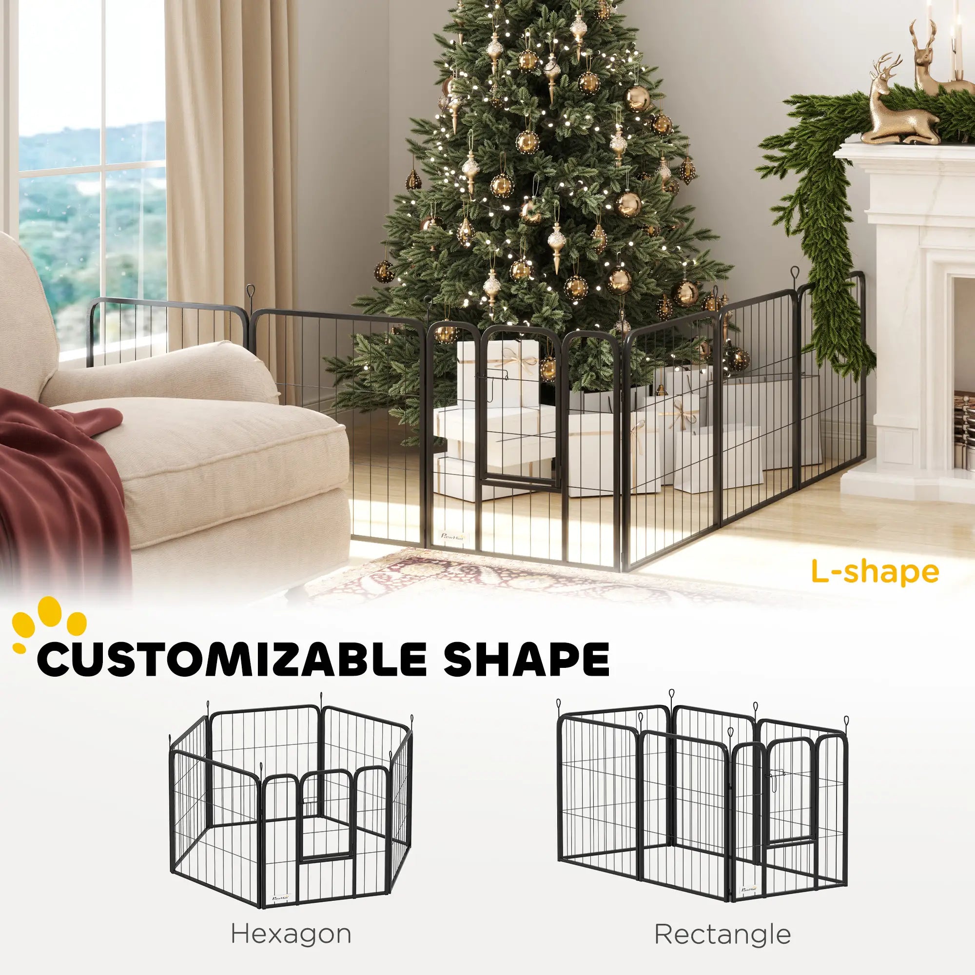 6 Panels Heavy Duty Dog Playpen, 24