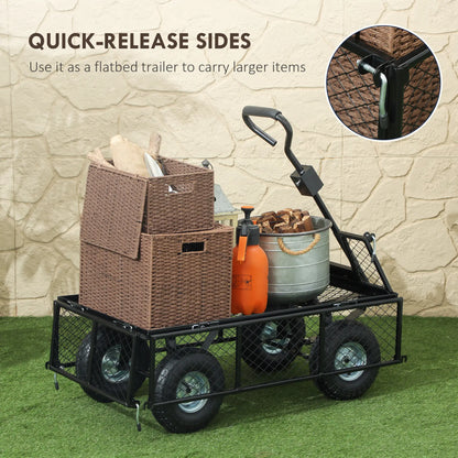 Steel Garden Cart, Utility Wagon, Removable Liner, Quick-Release Sides, 10" Wheels, 660lbs Capacity Folding Garden Carts at Gallery Canada