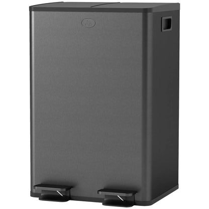 Dual Garbage Bin, Soft Close Trash Can, 2 x 28 Liter, Black Household Supplies Black at Gallery Canada