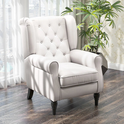 Fabric Accent Chair, Button Tufted Armchair, Upholstered Wingback Chair, White Accent Chairs at Gallery Canada