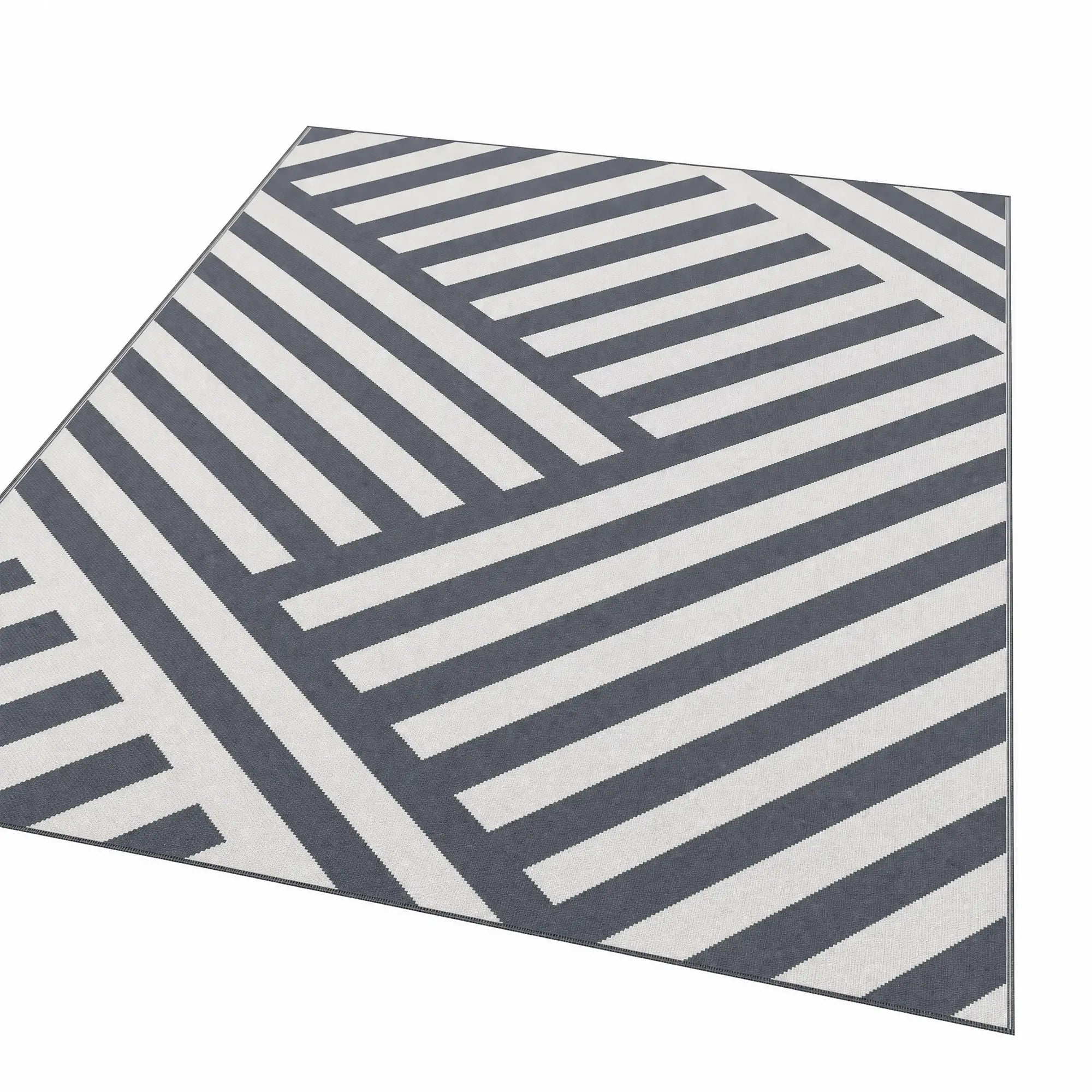 Reversible Outdoor RV Rug, Patio Floor Mat, 6' x 9', Grey and Cream Garden Decor at Gallery Canada