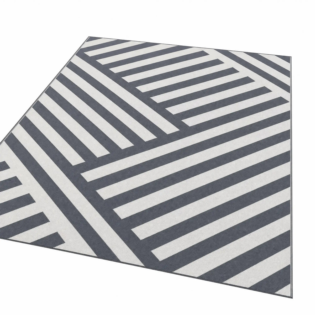 Reversible Outdoor RV Rug, Patio Floor Mat, 6' x 9', Grey and Cream Garden Decor at Gallery Canada