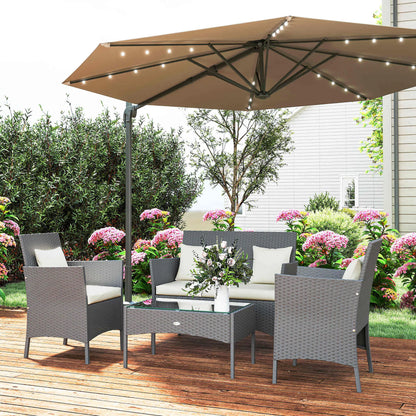 4-Piece Rattan Patio Set, Coffee Table, 22.8" W x 21.7" D x 33.5" H, Black Cream Patio Furniture Sets at Gallery Canada
