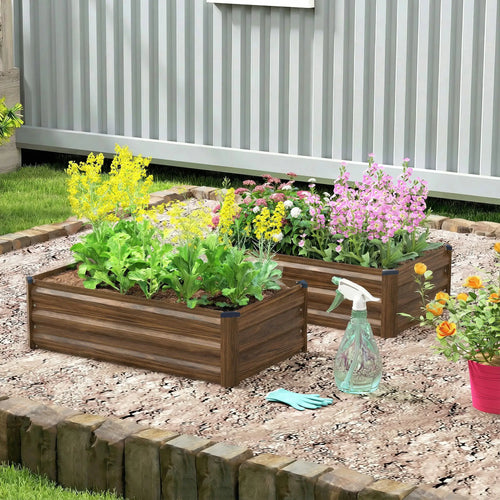 Galvanized Raised Garden Beds, Outdoor Planter Box, Dark Brown