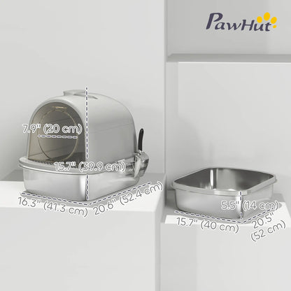 Enclosed Stainless Steel Litter Box, With Scoop, Deodorizer Bag, Handle Cat Litter Box Enclosures at Gallery Canada