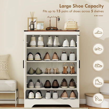 5-Tier Shoe Storage Cabinet, 15 Pairs, White Shoe Storage Cabinets & Racks at Gallery Canada