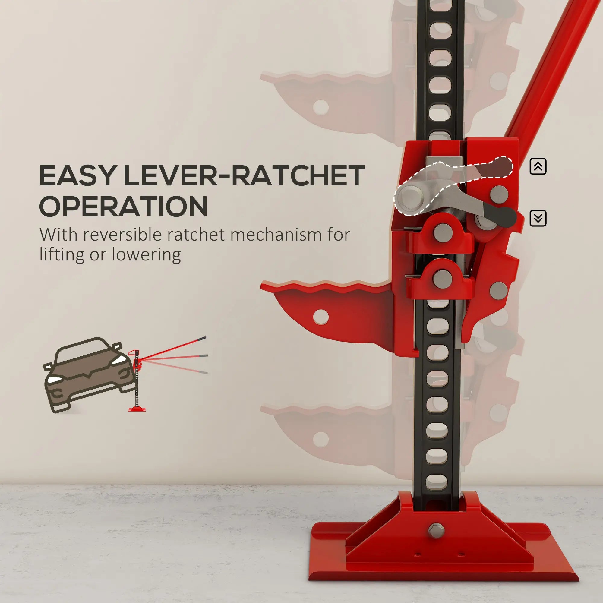 3 Tonne 6600 lb Farm Jack, 48 Inch High Lift, Red Automotive at Gallery Canada