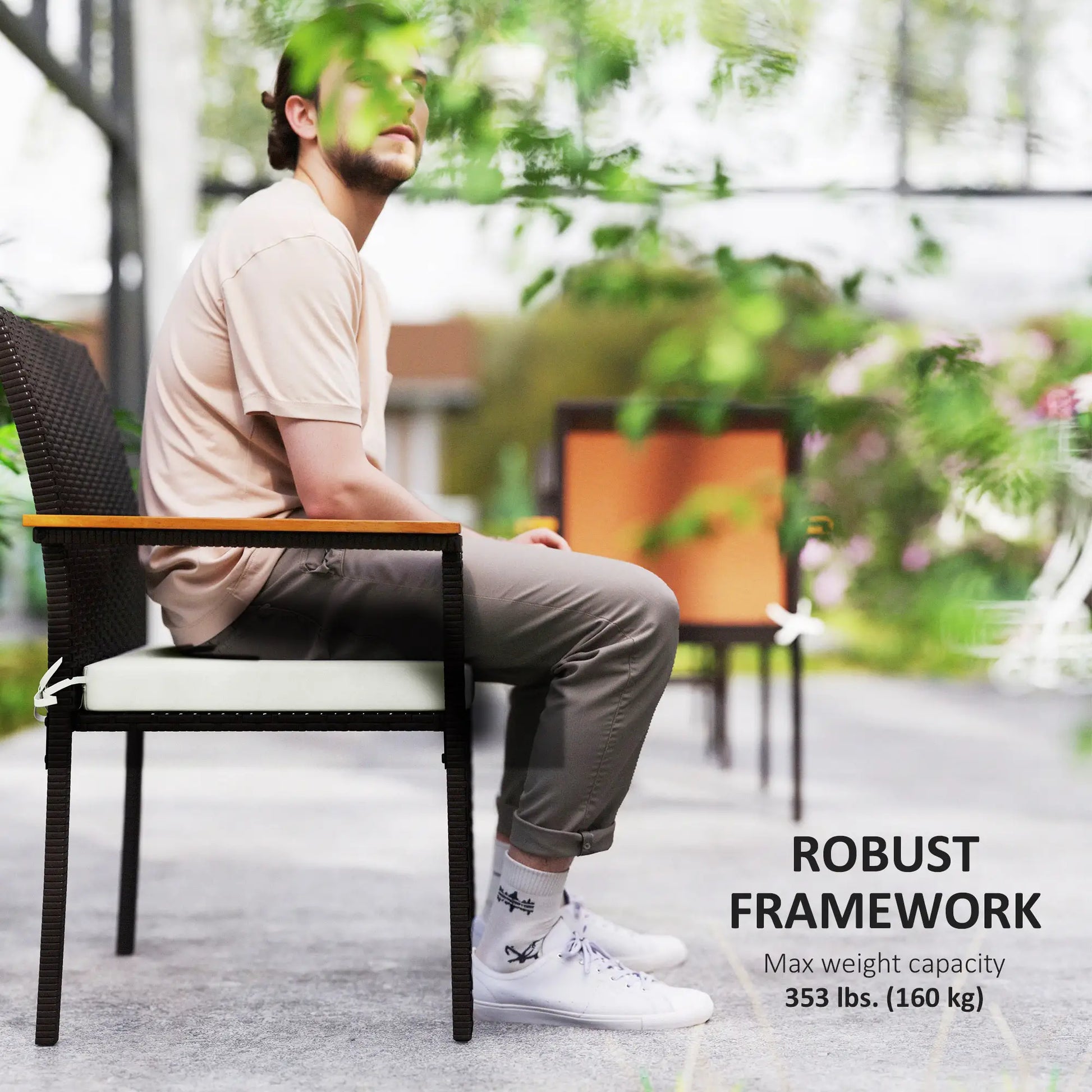 Stackable Wicker Patio Chairs, Set of 2, Removable Cushion, Cream White Patio Chairs at Gallery Canada