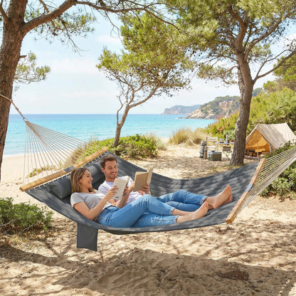 Padded Camping Hammock With Pillow, Spreader Bars, 200 x 140 cm, Grey Camping Hammocks at Gallery Canada