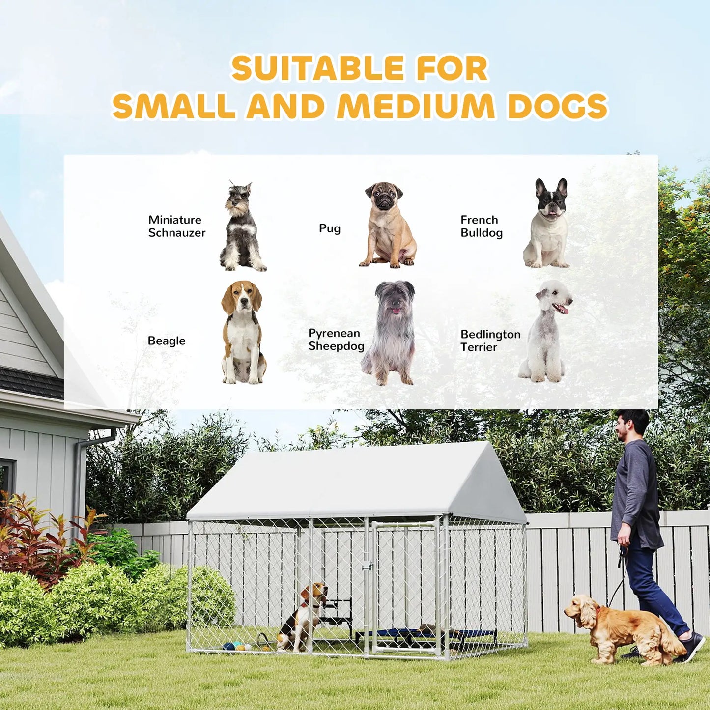 Outdoor Dog Kennel, Waterproof Anti-UV Cover, Quick-Connect Frame, Secure Lock Houses, Kennels & Pens at Gallery Canada