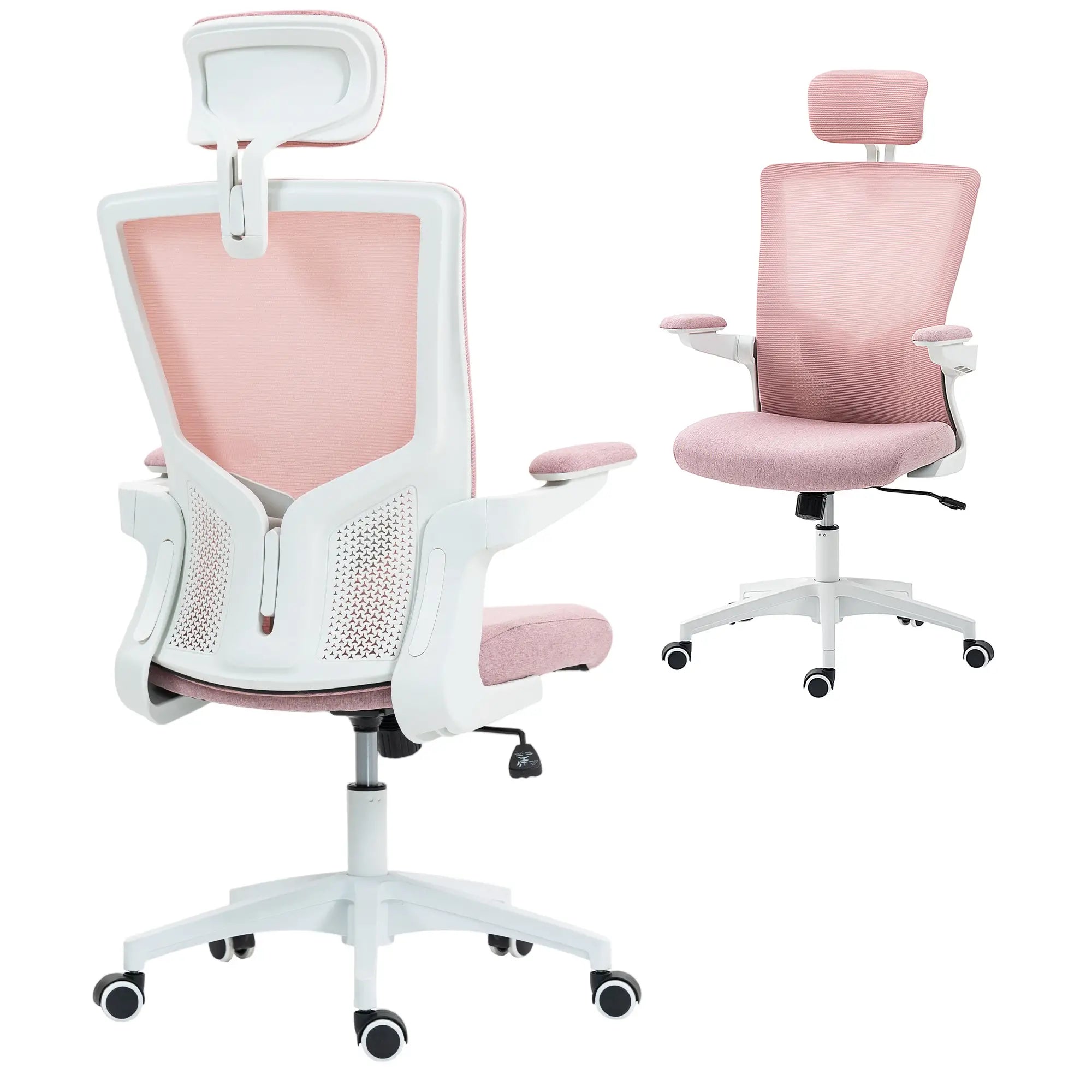 Ergonomic Office Chair, Swivel Desk Chair, Adjustable Lumbar Support, Headrest, Height, Flip-up Armrests, Pink Task Chairs at Gallery Canada