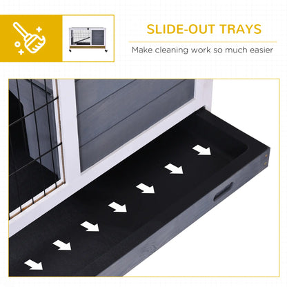 Wooden Indoor Rabbit Hutch, Elevated Cage with Enclosed Run, Wheels, White Rabbit Hutch at Gallery Canada