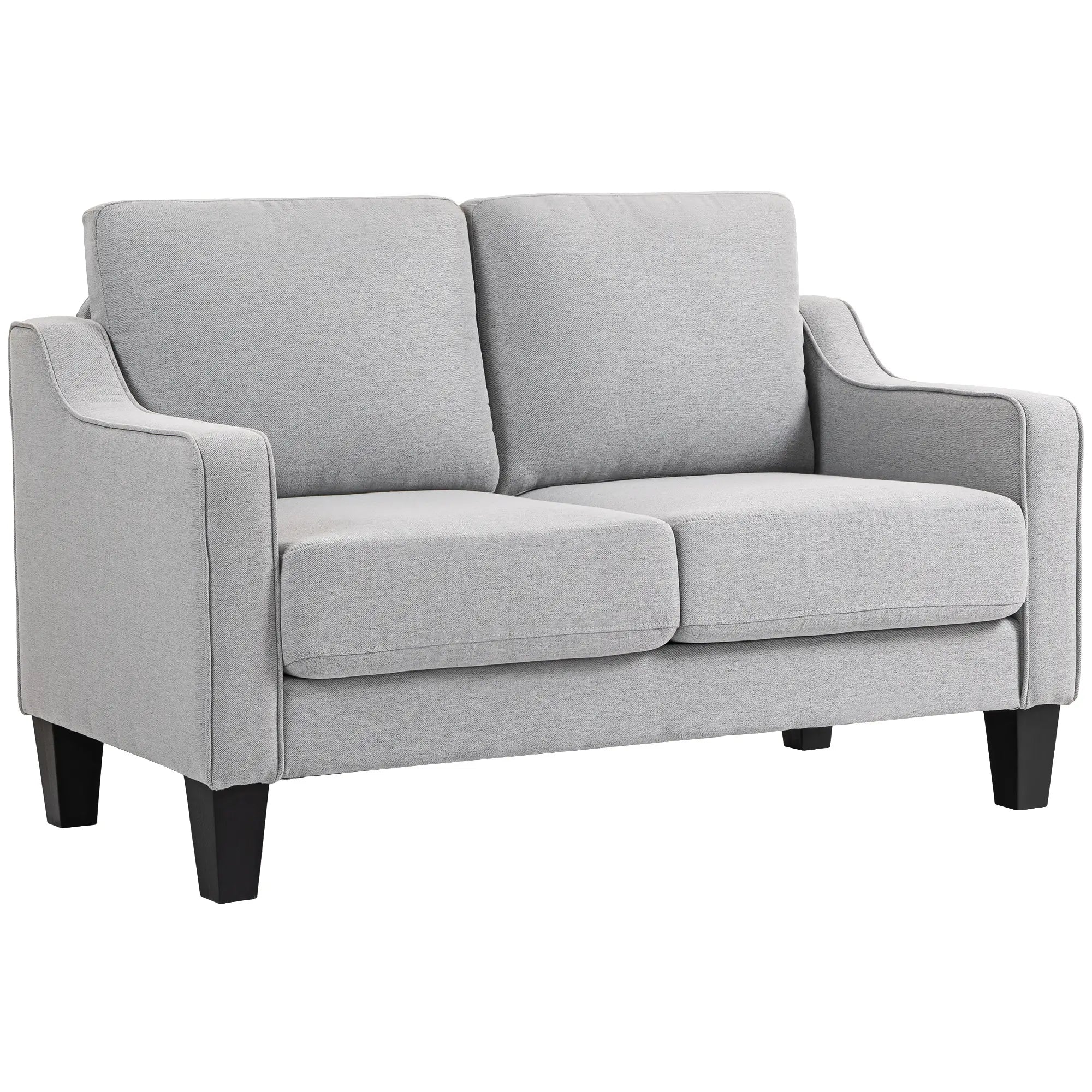 Modern Loveseat Sofa, Pocket Spring, Linen Upholstered, Light Grey 2-Seater Sofas at Gallery Canada