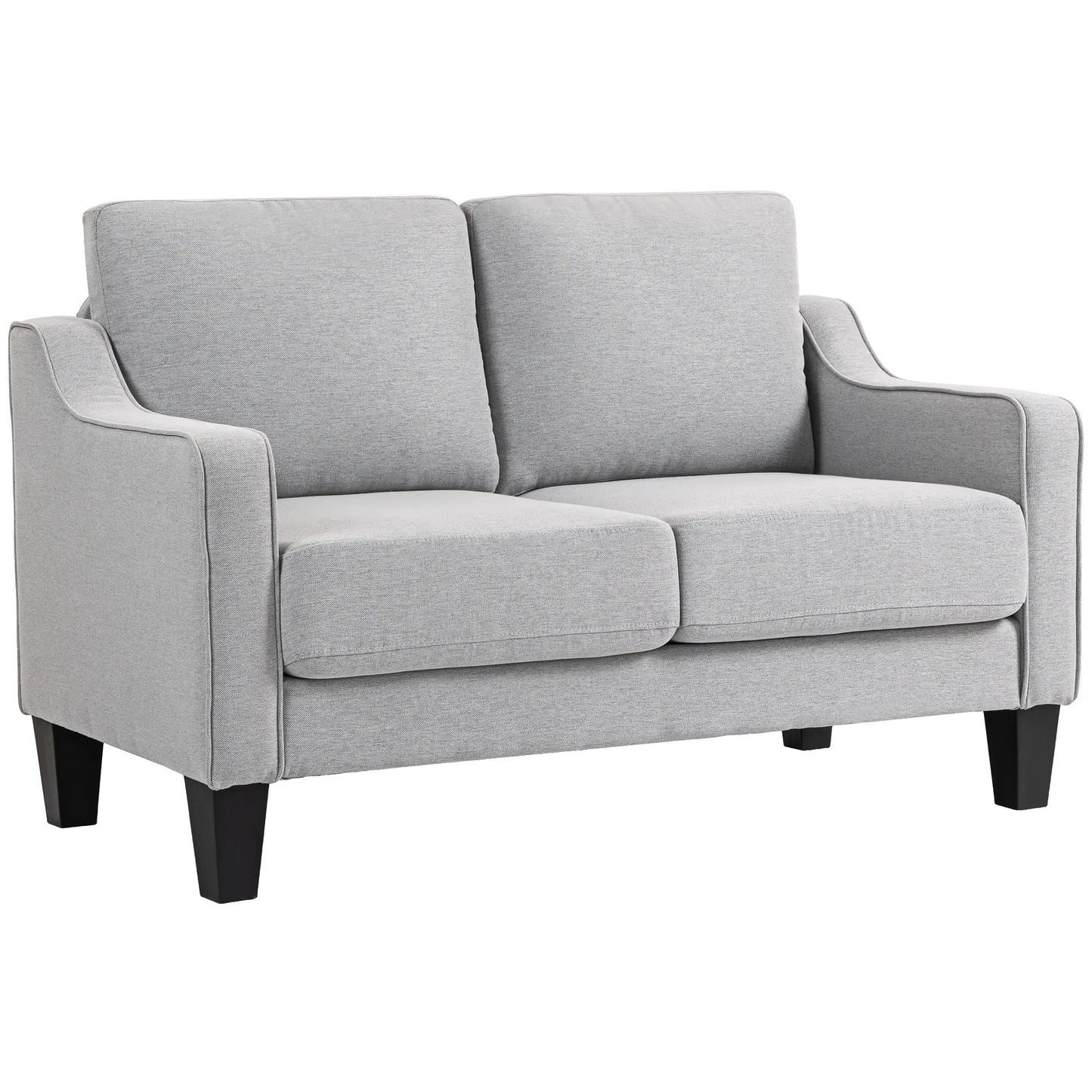 Modern Loveseat Sofa, Pocket Spring, Linen Upholstered, Light Grey 2-Seater Sofas at Gallery Canada