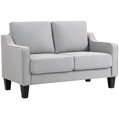 Modern Loveseat Sofa, Pocket Spring, Linen Upholstered, Light Grey 2-Seater Sofas at Gallery Canada