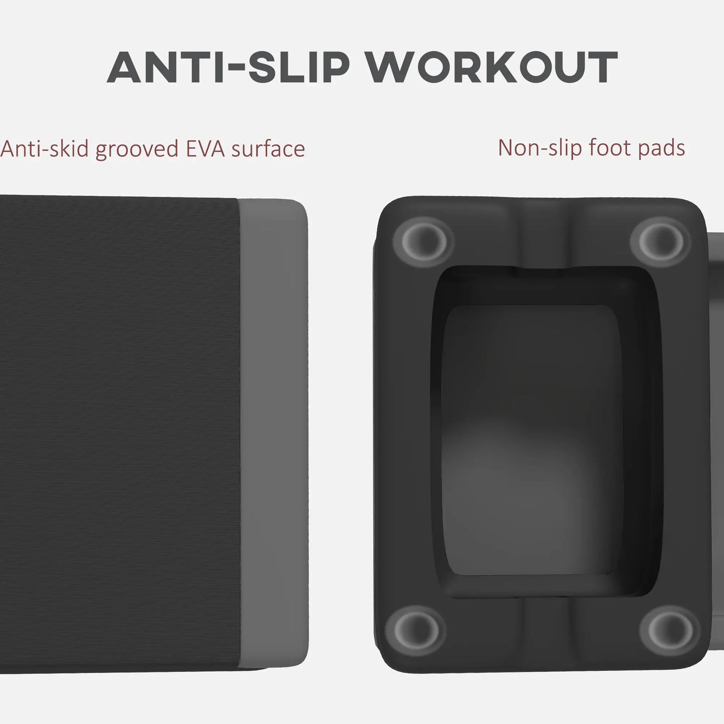 Adjustable Exercise Step Platform, 3-Level, 4", 6", 8", 550lbs, Grey Aerobic Equipment at Gallery Canada