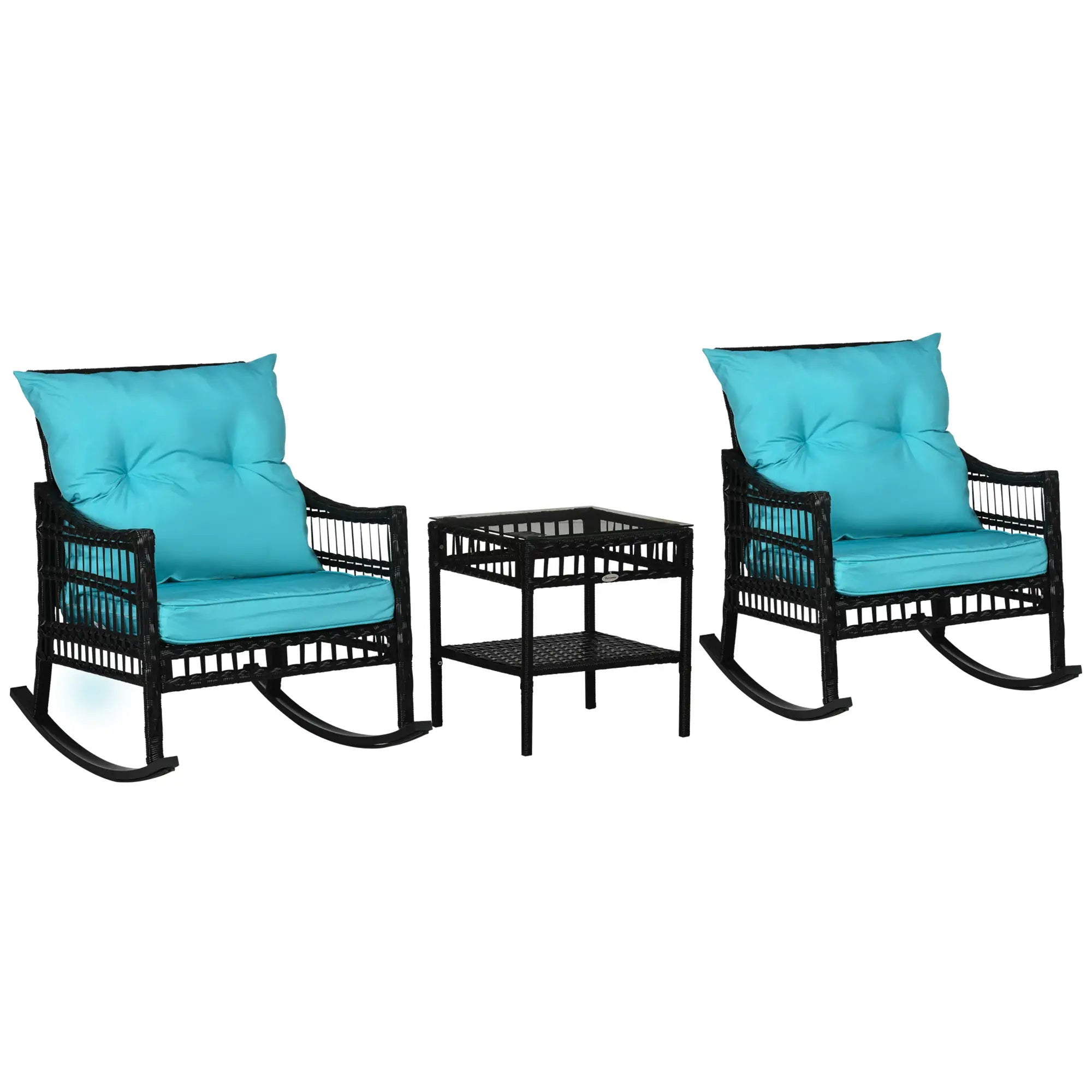 3-Piece Outdoor PE Rattan Rocker Chair Set, 25