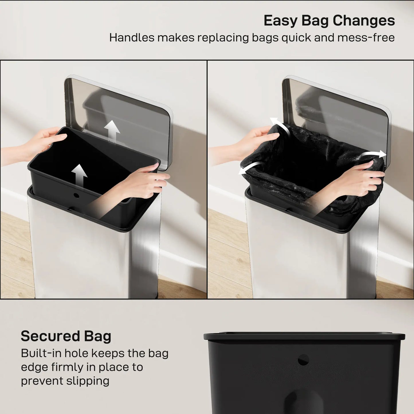 5.3 Gallon/20 L Garbage Bin, Soft Close Lid, Removable Bucket, Silver Small Kitchen Appliances at Gallery Canada