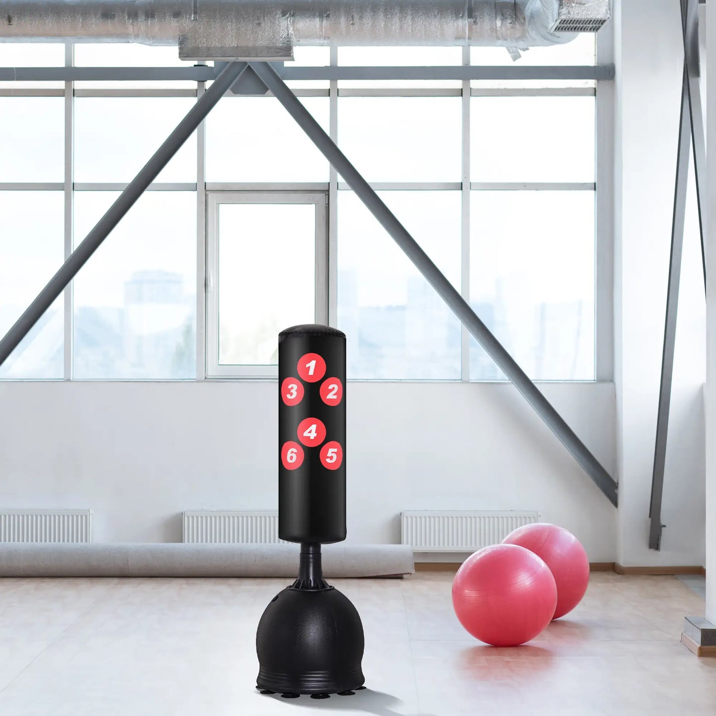 65" Freestanding Punching Bag, Refilled Base, Suction Cups, Black Punching Bag Hangers at Gallery Canada