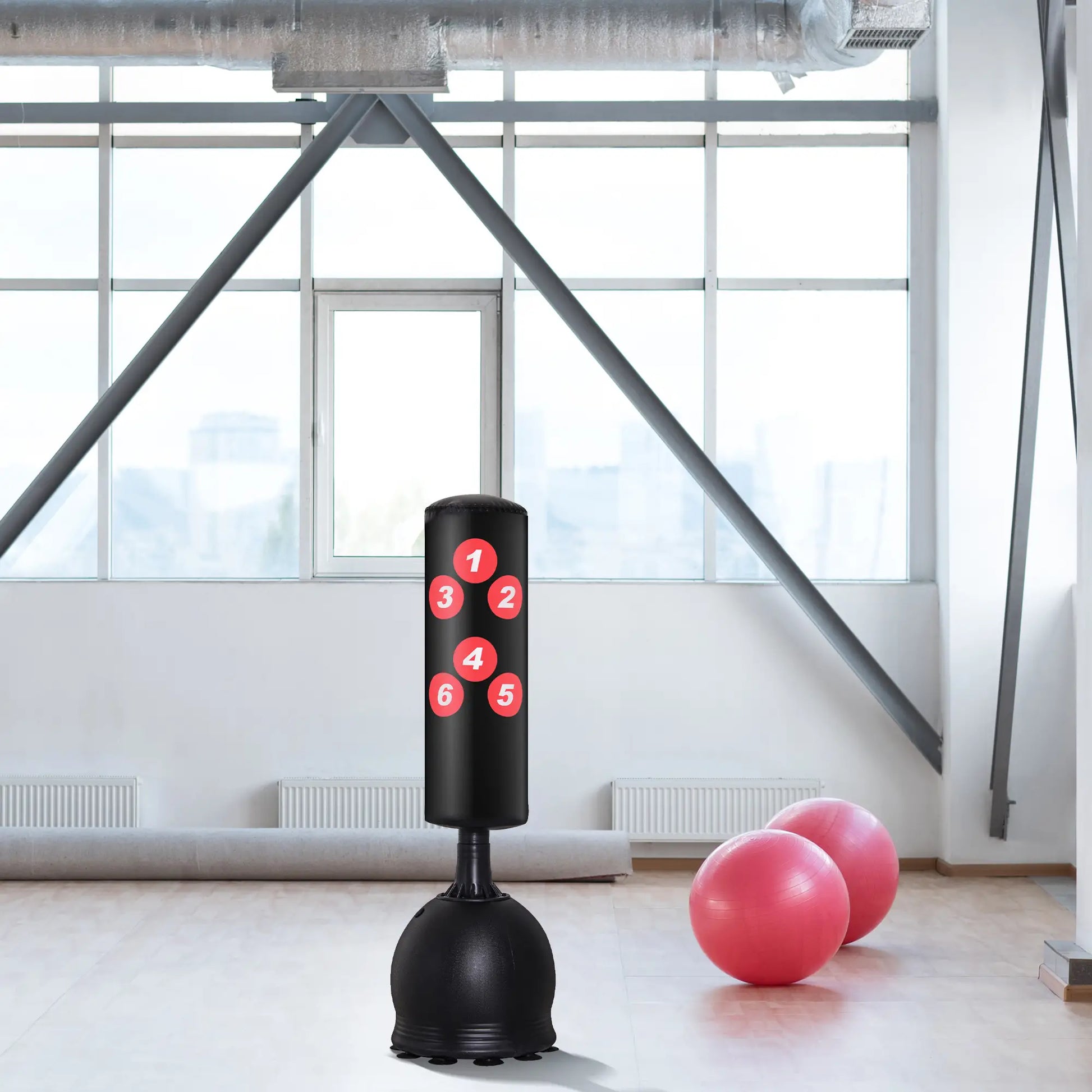 65" Freestanding Punching Bag, Refilled Base, Suction Cups, Black Punching Bag Hangers at Gallery Canada