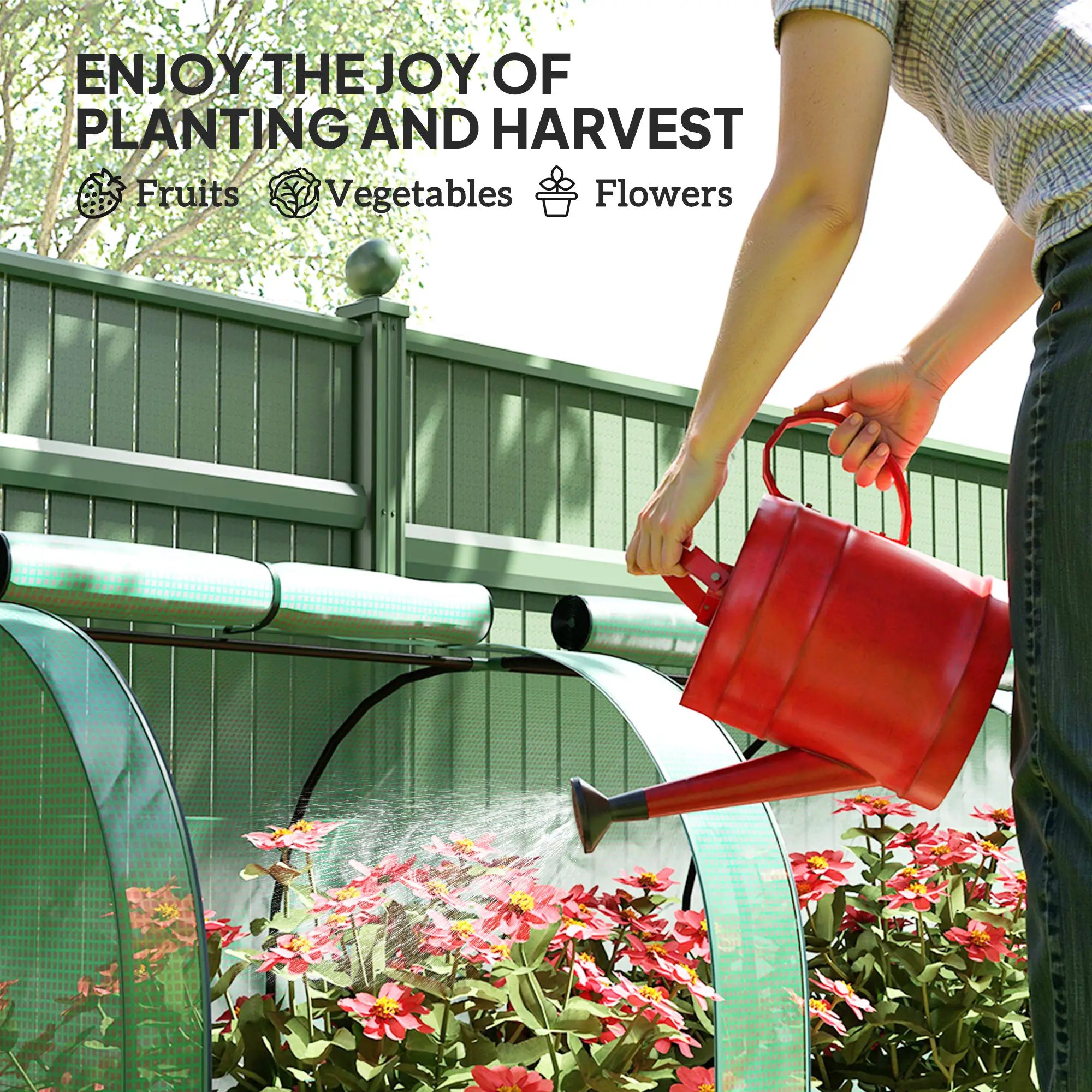 13' x 3.3' x 2.6' Mini Tunnel Greenhouse, PE Cover, Steel Frame, Zipped Doors, Green Greenhouses at Gallery Canada