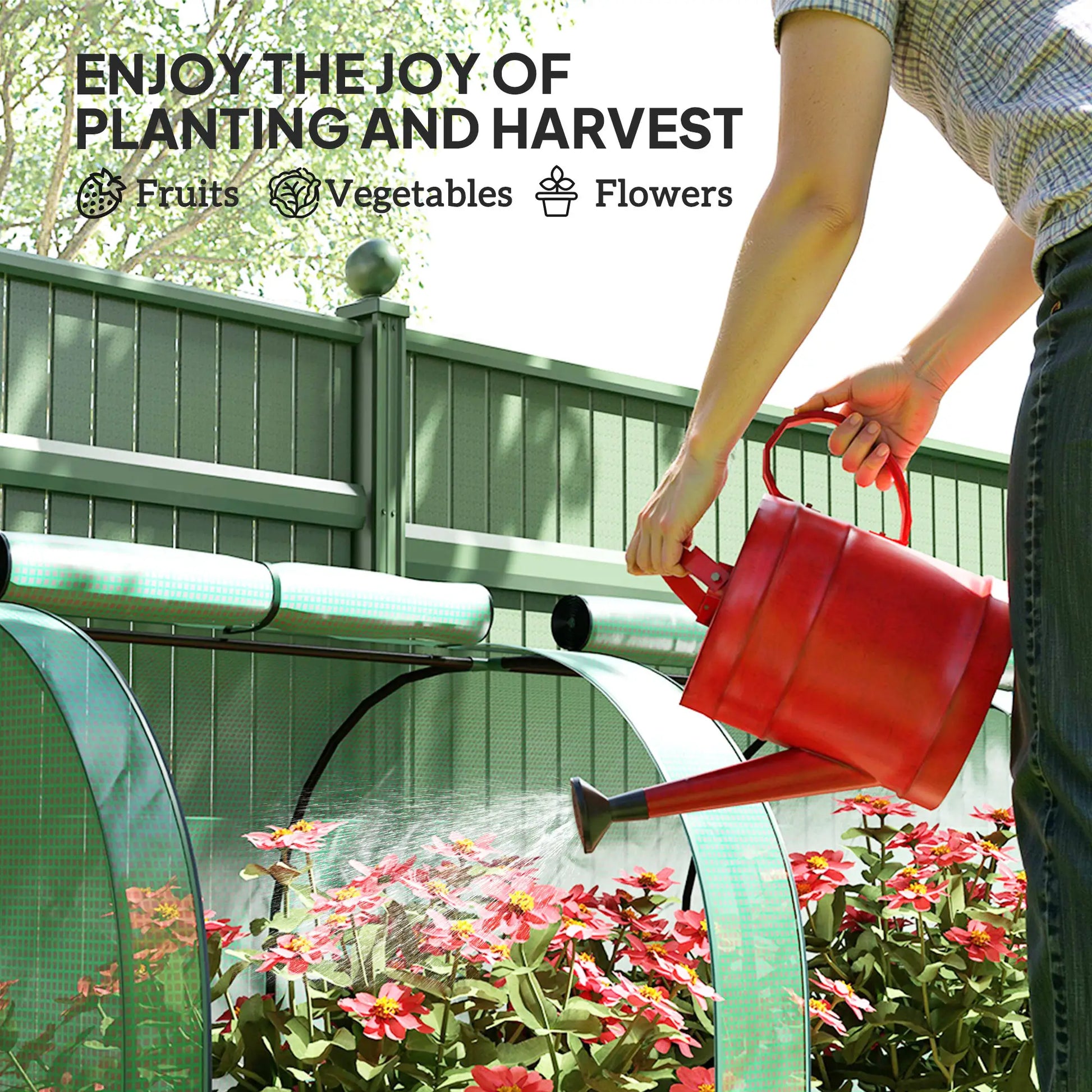 13' x 3.3' x 2.6' Mini Tunnel Greenhouse, PE Cover, Steel Frame, Zipped Doors, Green Greenhouses at Gallery Canada