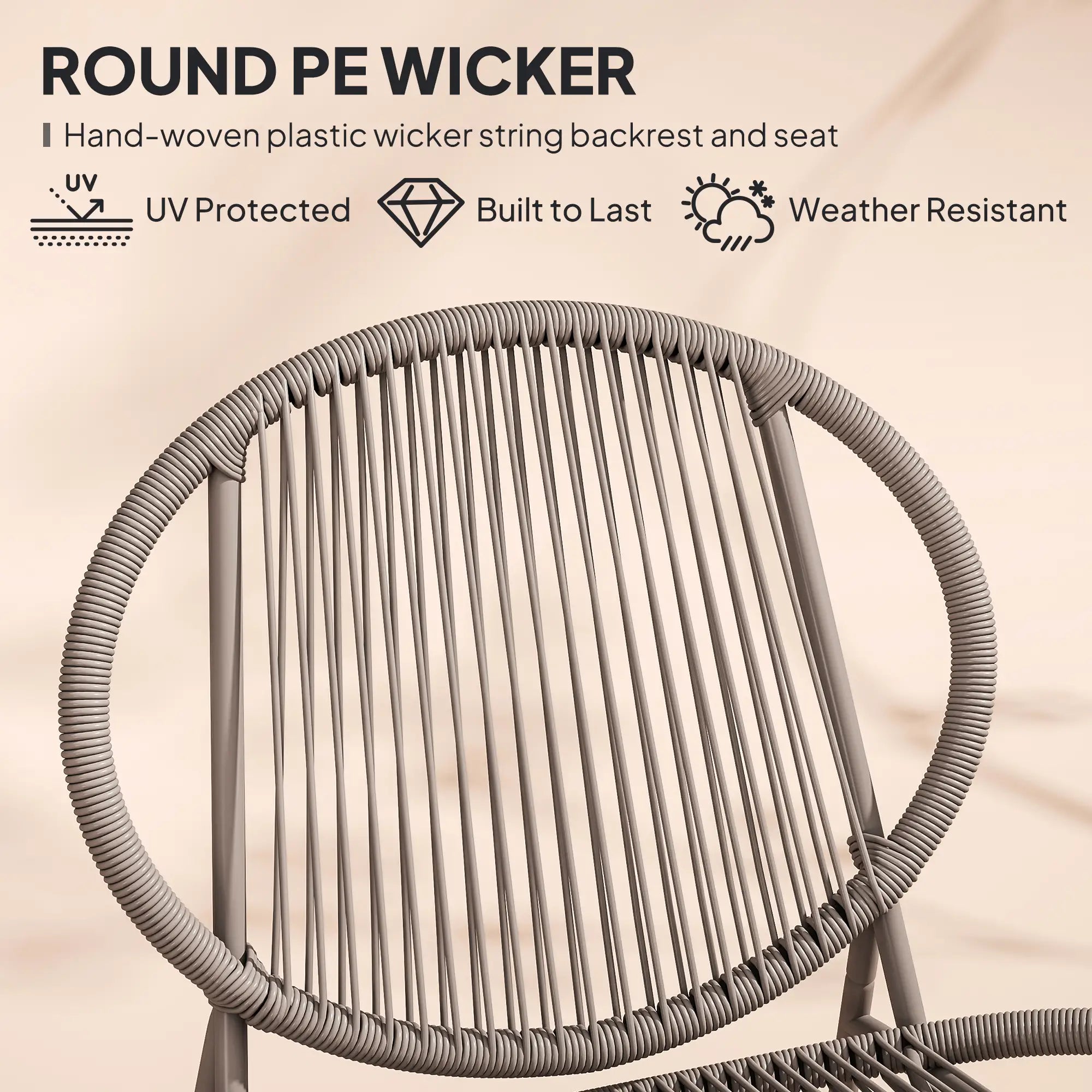 Rattan Bistro Set, 3 Piece Wicker Patio Furniture, Light Grey Bistro Sets at Gallery Canada