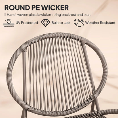 Rattan Bistro Set, 3 Piece Wicker Patio Furniture, Light Grey Bistro Sets at Gallery Canada