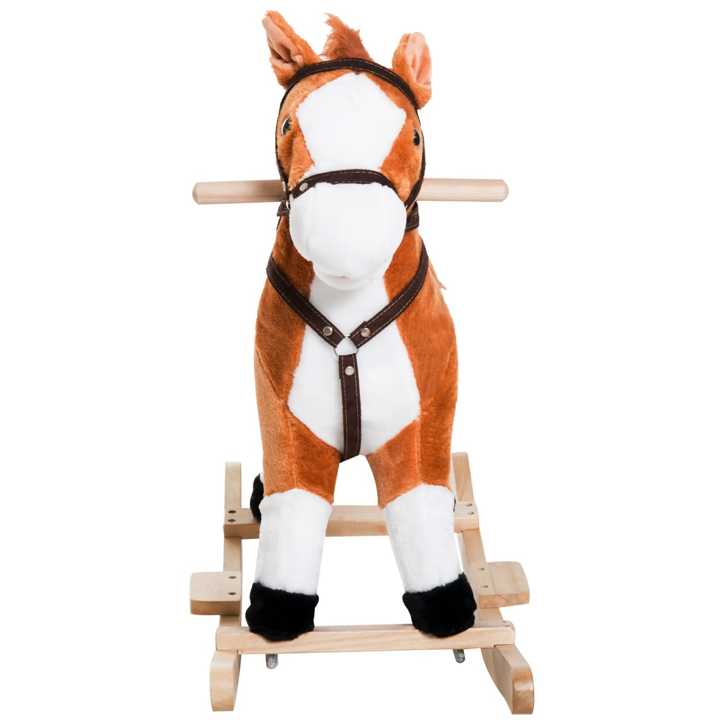 Kids Rocking Horse, Plush Ride-On Toy, Realistic Sound, Brown, Red Rocking Horses at Gallery Canada