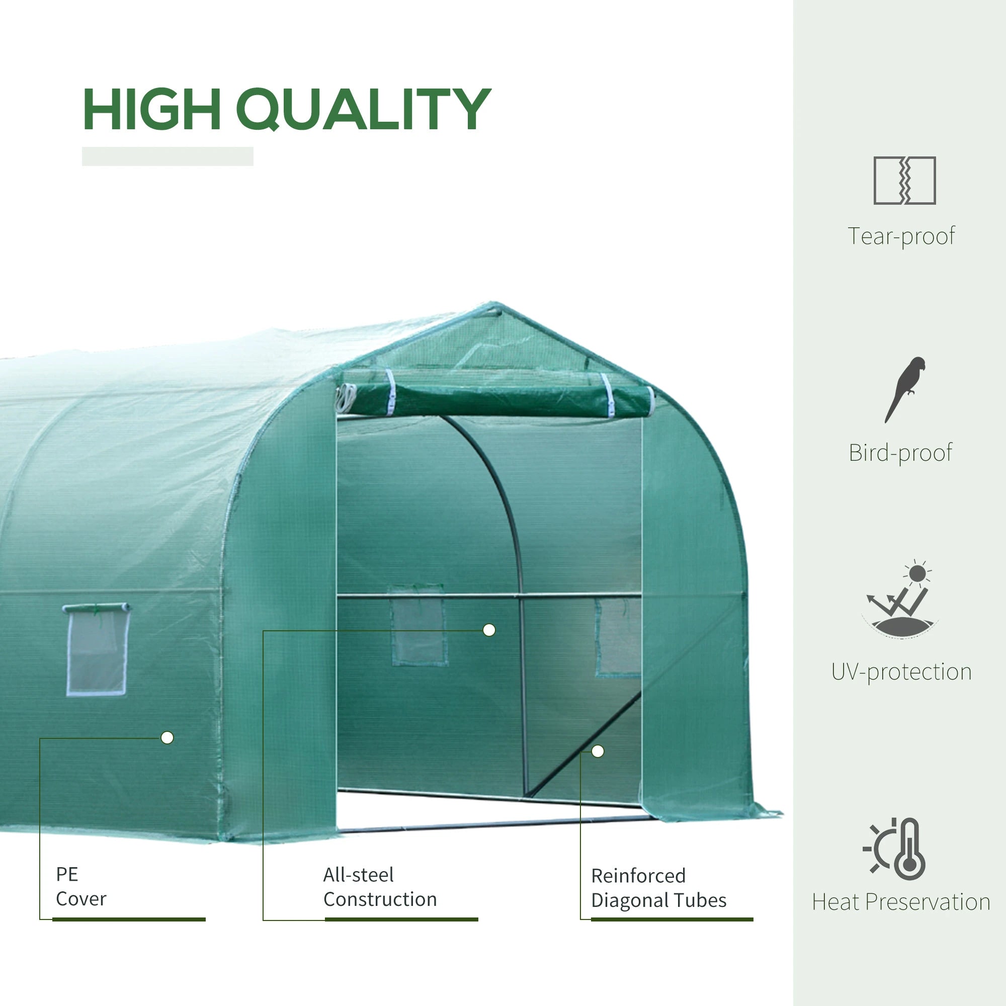 26' x 10' x 7' Walk-In Greenhouse, Garden Plant Grow Tent, Steel Frame, Green Walk In Greenhouses at Gallery Canada
