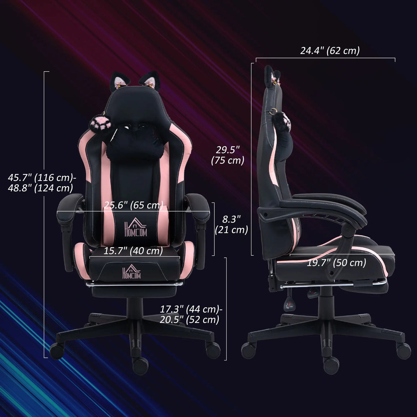 Racing Gamer Chair, Faux Leather, with Footrest, Headrest, Lumbar Support, Black Video Game Chairs at Gallery Canada