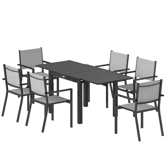 7-Piece Outdoor Dining Set, Aluminum Patio Table And Chairs For 6