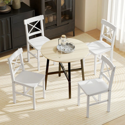 Wooden Dining Chairs Set of 4, Cross Back, Solid Structure, White Dining Chairs at Gallery Canada