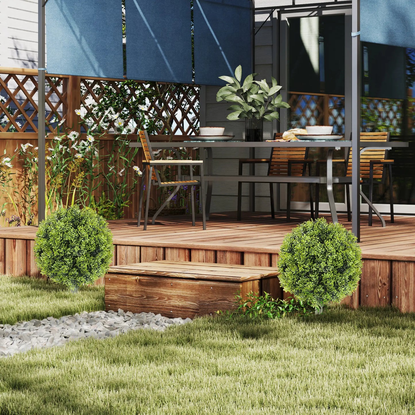 Artificial Boxwood Topiary Trees, Set of 2, UV Resistant, Indoor Outdoor, Green Artificial Trees at Gallery Canada