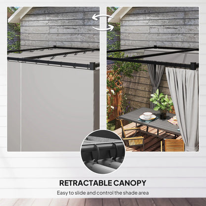 10' x 10' Retractable Pergola, Garden Gazebo with Curtains, Light Grey Pergolas at Gallery Canada