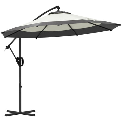 10 FT Cantilever Umbrella, Round Hanging Offset with Crank, Tilt, Grey Cantilever Umbrellas White, Grey at Gallery Canada